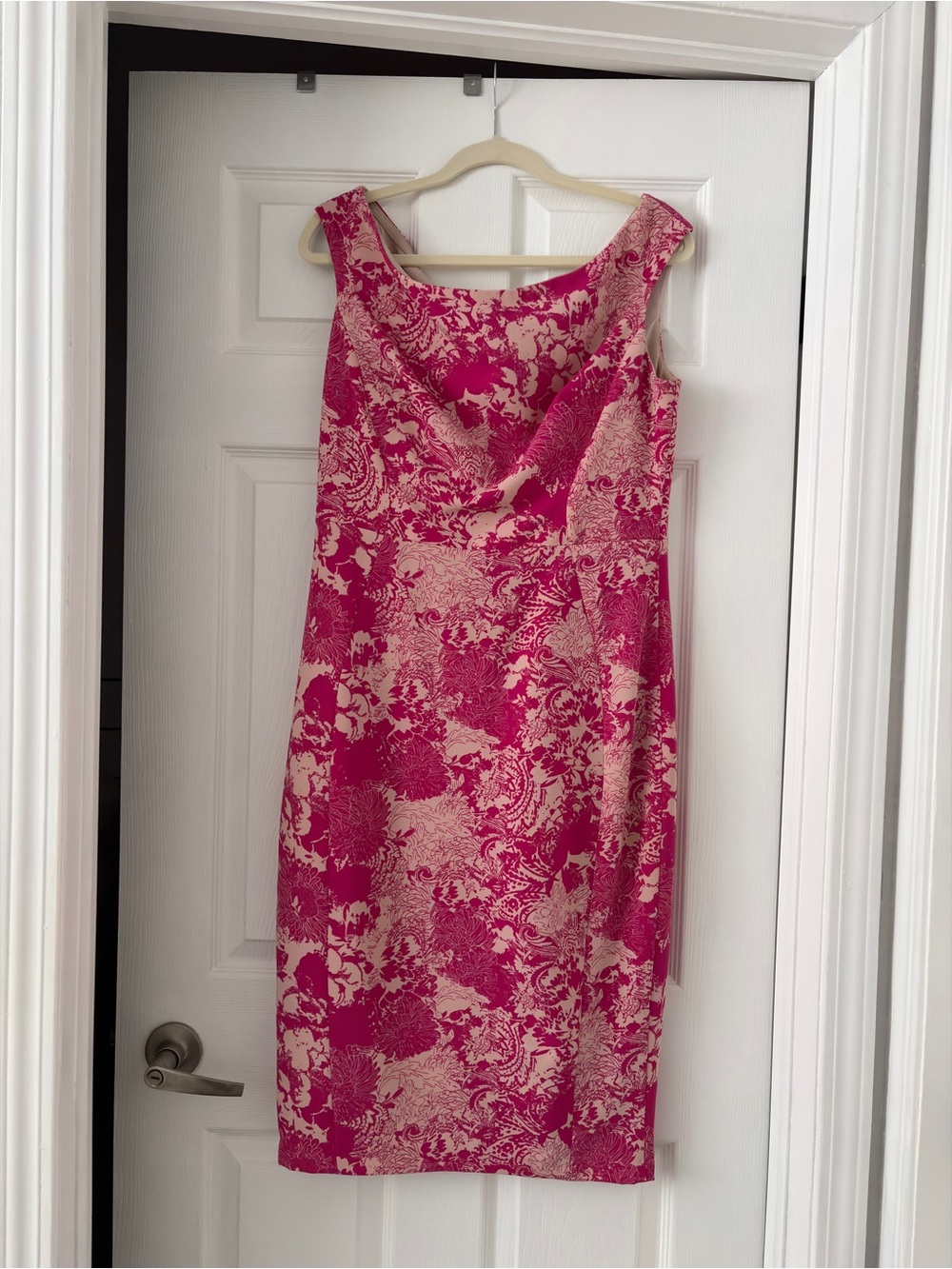 Fitted Pink Floral Midi Dress